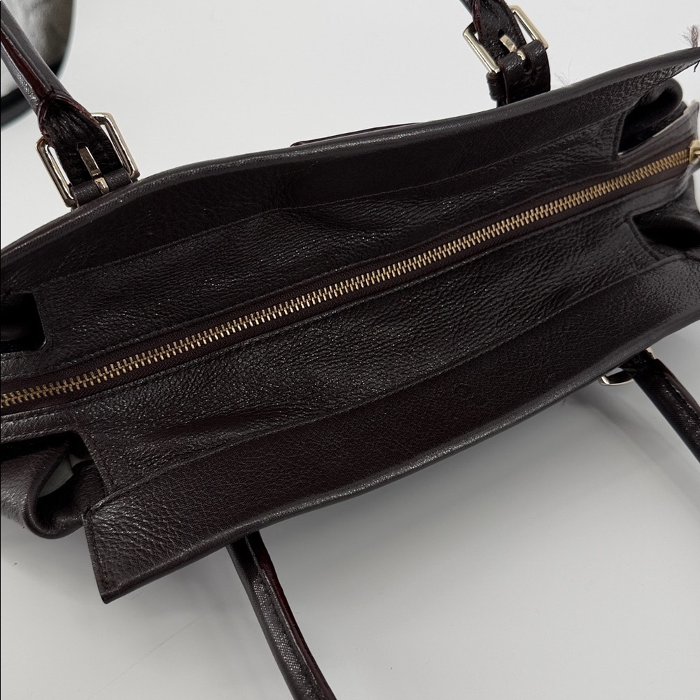 KATE SPADE Dark Chocolate Brown Pebble Leather Shimmer Shoulder Bag - Picture 6 of 13